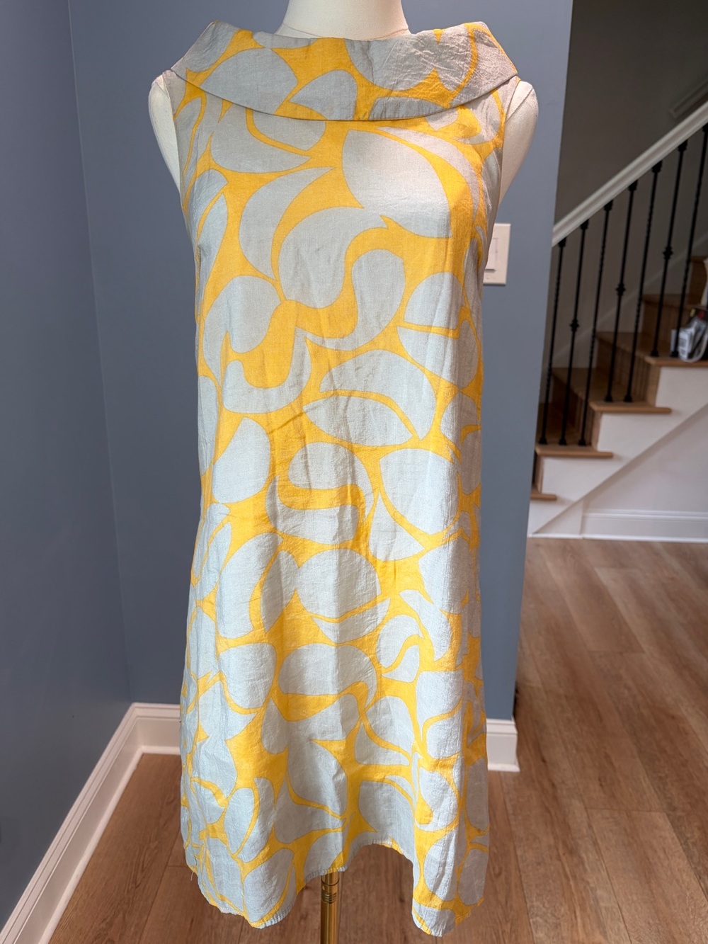 Vintage Final Touch Yellow Gray Abstract Shift Dress Made in USA